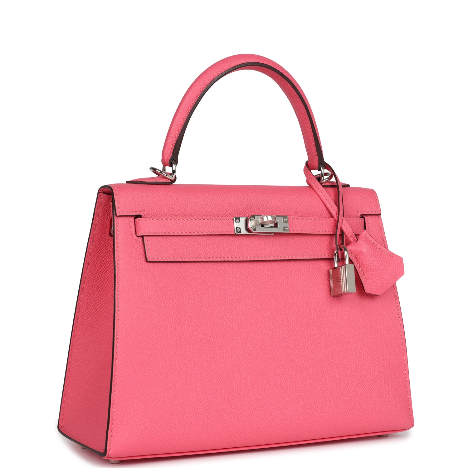 Hermes Kelly Sellier 25 Rose Azalee Epsom Palladium Hardware - Exclusu