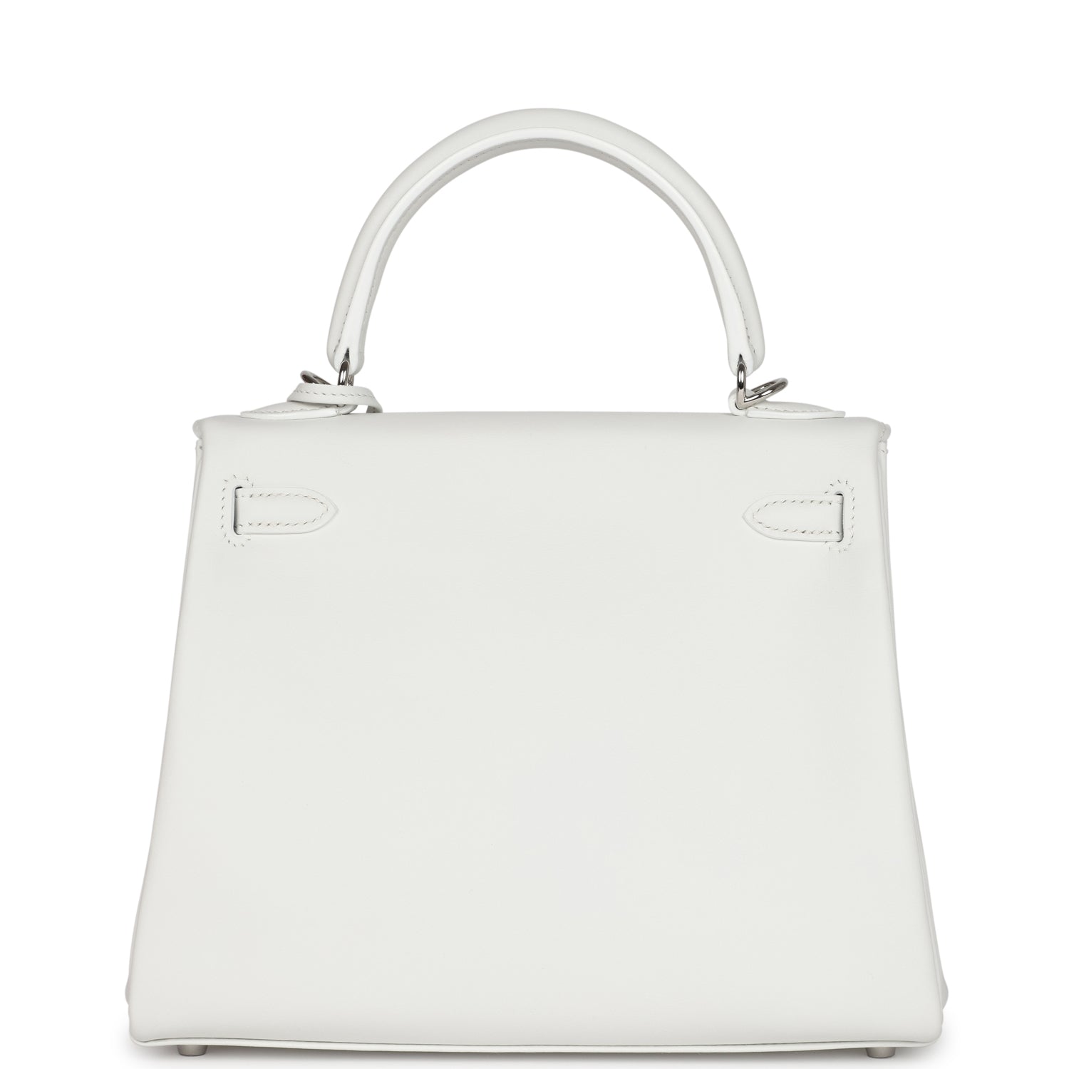 Hermes Kelly Retourne 25 New White Swift Palladium Hardware - Exclusu