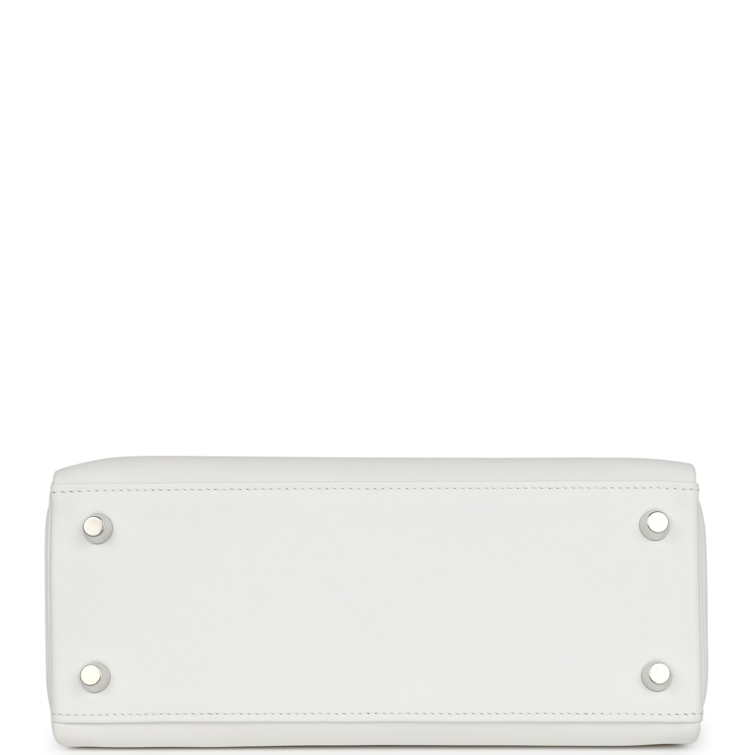 Hermes Kelly Retourne 25 New White Swift Palladium Hardware - Exclusu