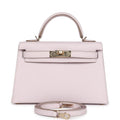 Hermes Special Order (HSS) Kelly Sellier 20 Mauve Pale Verso Chevre Mysore Permabrass Hardware - Exclusu