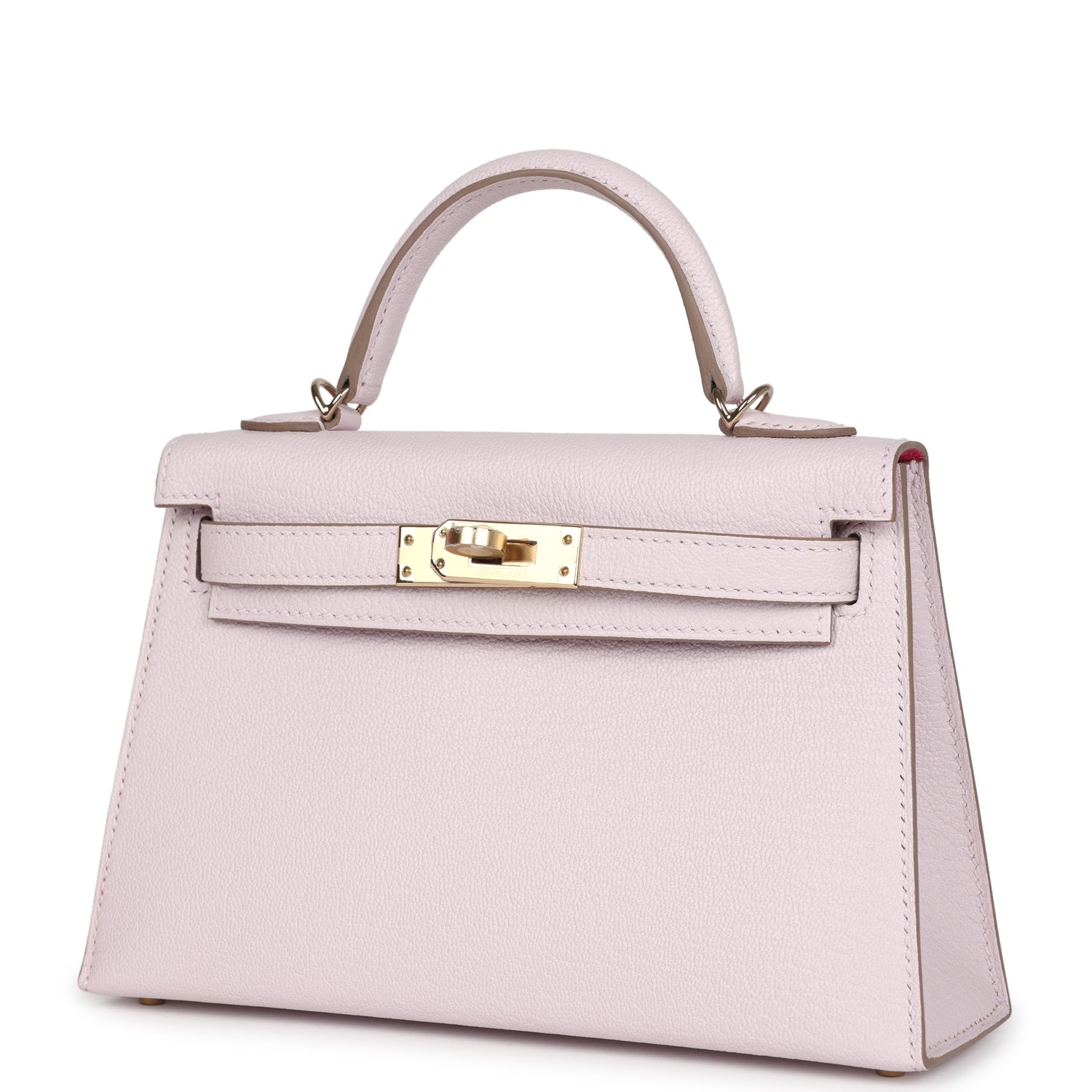 Hermes Special Order (HSS) Kelly Sellier 20 Mauve Pale Verso Chevre Mysore Permabrass Hardware - Exclusu