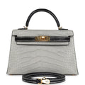 Hermes Special Order (HSS) Kelly Sellier 20 Gris Perle and Black Matte Alligator Gold Hardware - Exclusu