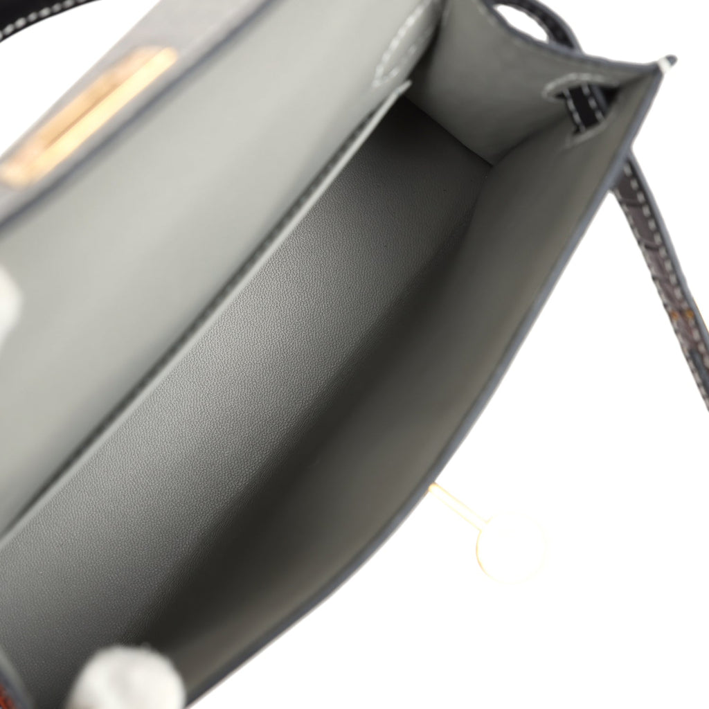 Hermes Special Order (HSS) Kelly Sellier 20 Gris Perle and Black Matte Alligator Gold Hardware - Exclusu