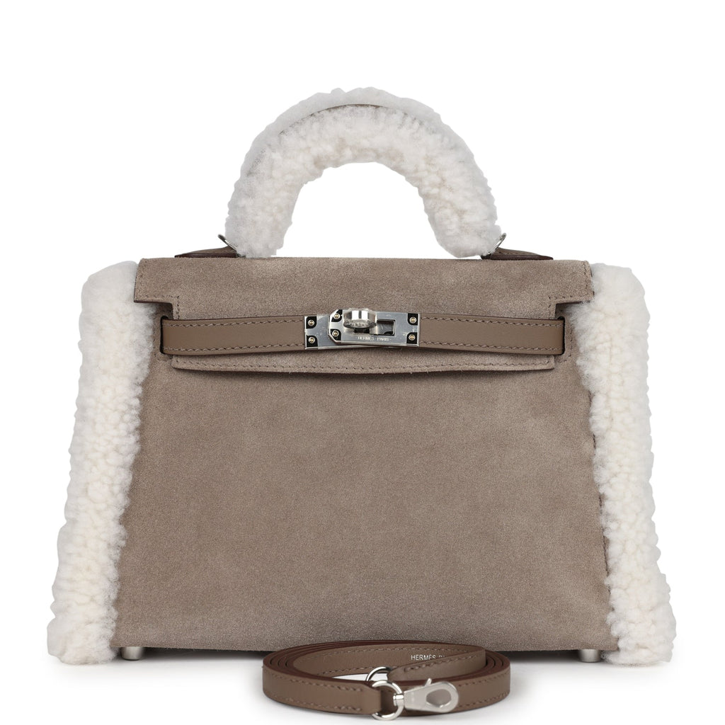 Hermes Teddy Kelly 20 Gris Caillou and Etoupe Swift Palladium Hardware - Exclusu