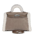Hermes Teddy Kelly 20 Gris Caillou and Etoupe Swift Palladium Hardware - Exclusu