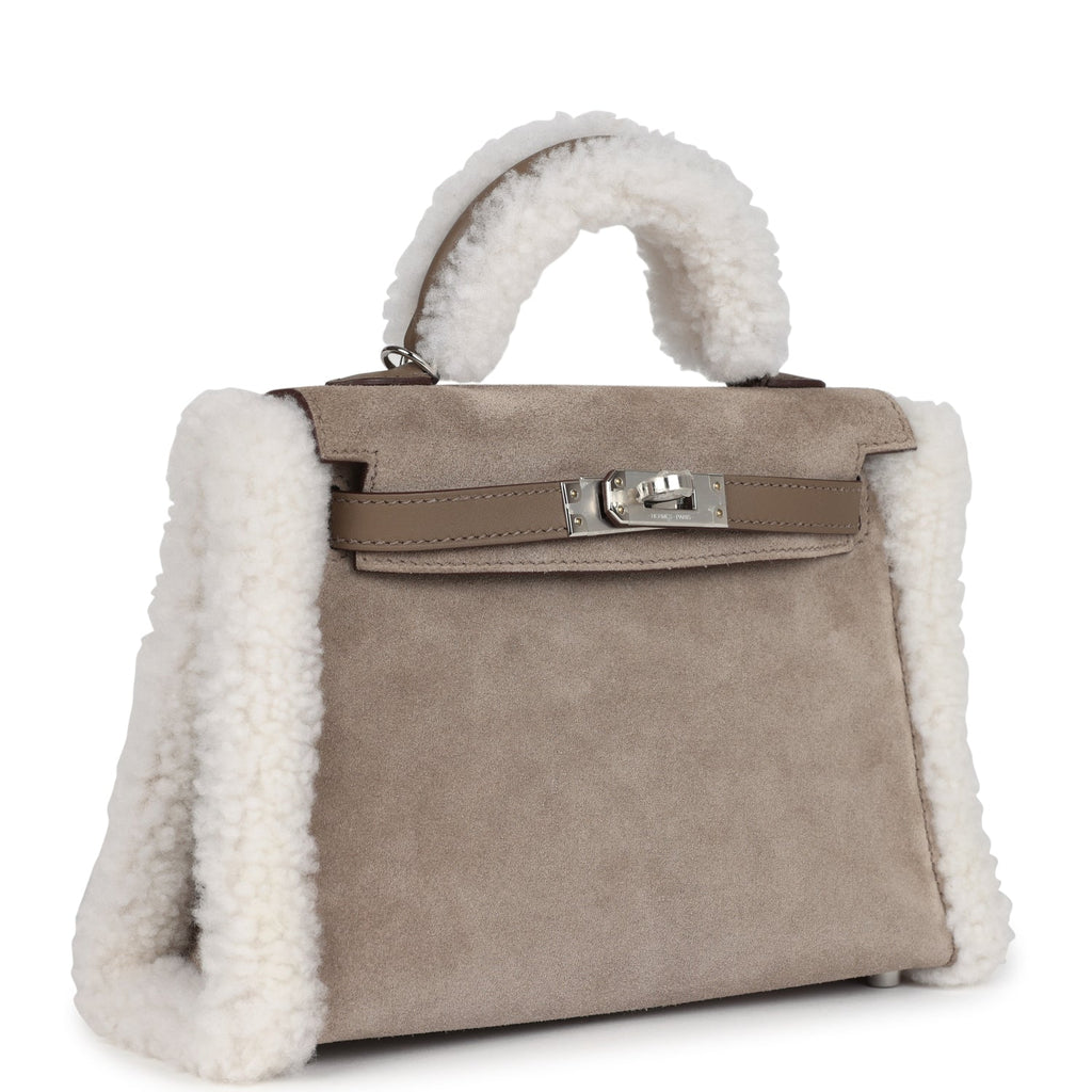 Hermes Teddy Kelly 20 Gris Caillou and Etoupe Swift Palladium Hardware - Exclusu