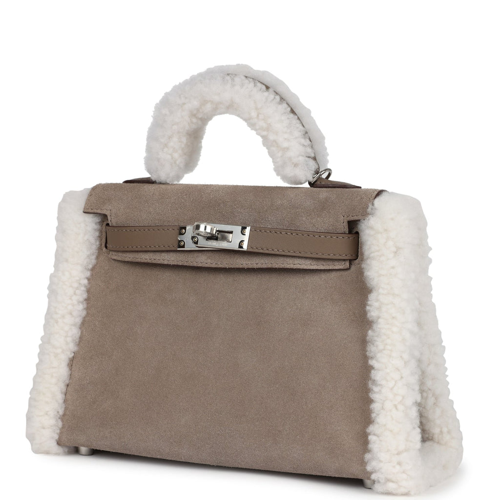 Hermes Teddy Kelly 20 Gris Caillou and Etoupe Swift Palladium Hardware - Exclusu