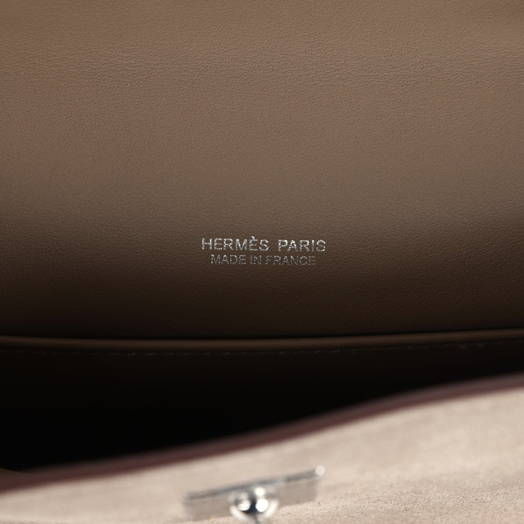 Hermes Teddy Kelly 20 Gris Caillou and Etoupe Swift Palladium Hardware - Exclusu