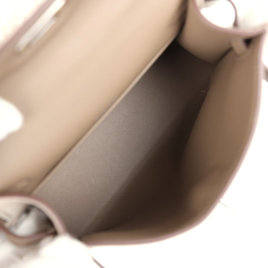 Hermes Teddy Kelly 20 Gris Caillou and Etoupe Swift Palladium Hardware - Exclusu