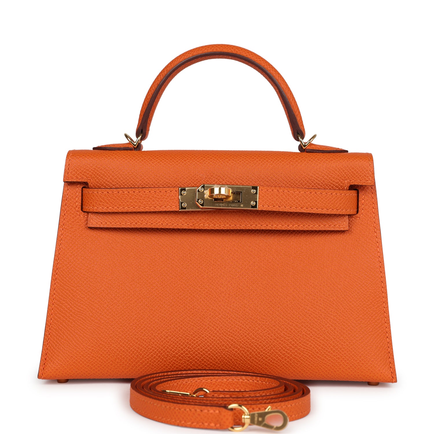 Hermes Kelly Sellier 20 Orange Epsom Gold Hardware - Exclusu