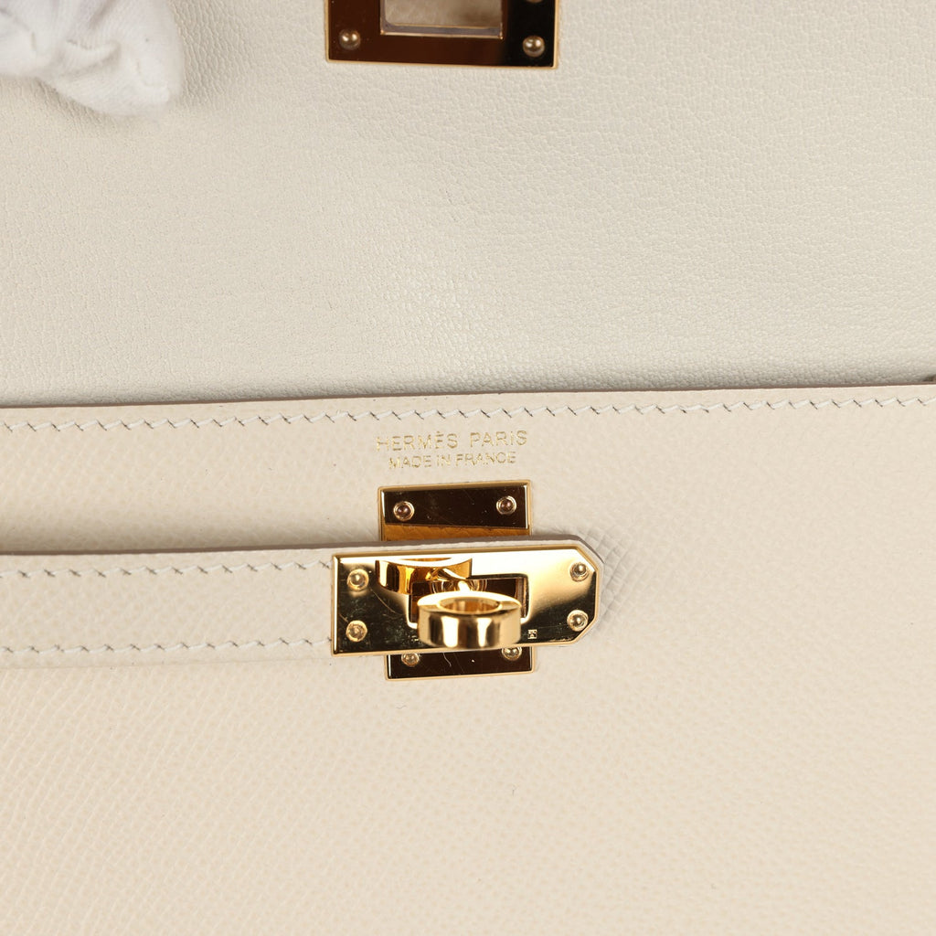 Hermes Kelly Sellier en Desordre 20 Craie Epsom Gold Hardware - Exclusu