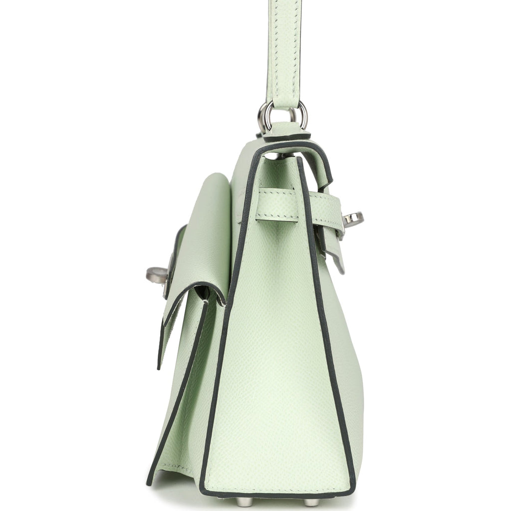 Hermes Kelly Sellier en Desordre 20 Vert Fizz Epsom Palladium Hardware - Exclusu