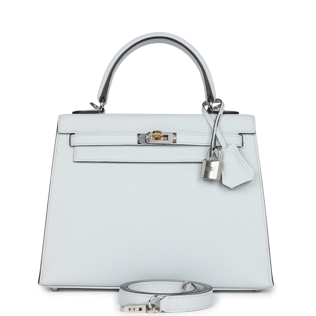 Hermes Kelly Sellier 25 Gris Platine Epsom Electrum Hardware - Exclusu