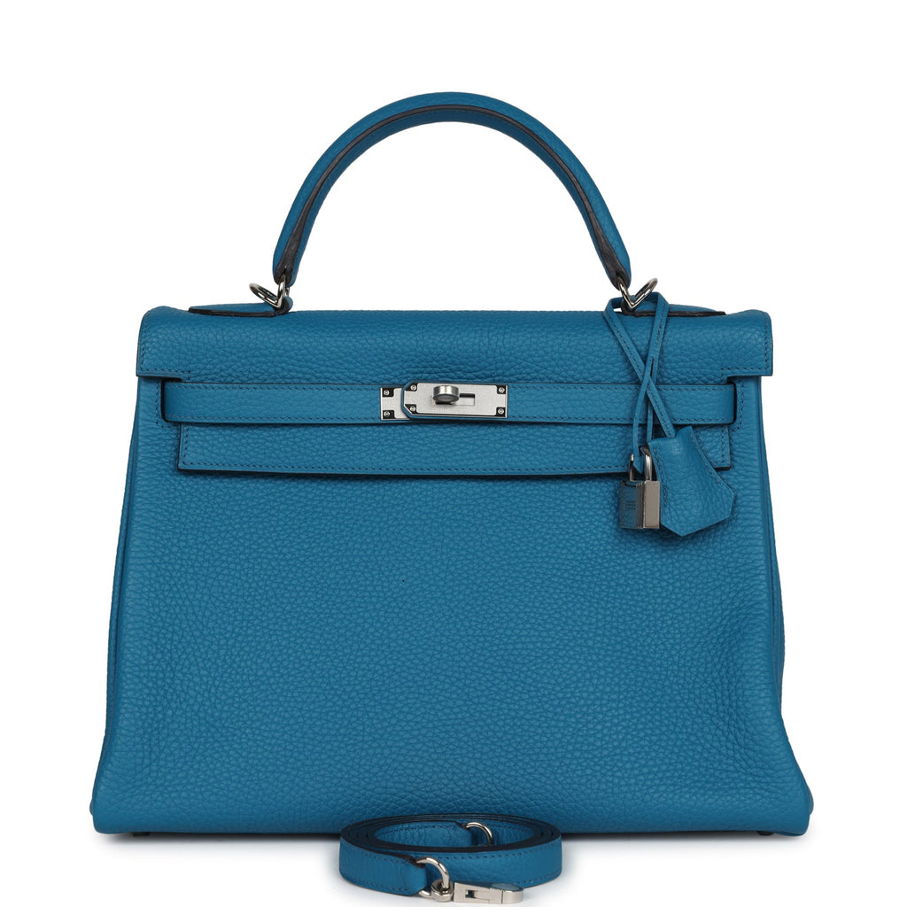 Hermes Kelly Retourne 32 Cobalt Clemence Palladium Hardware - Exclusu