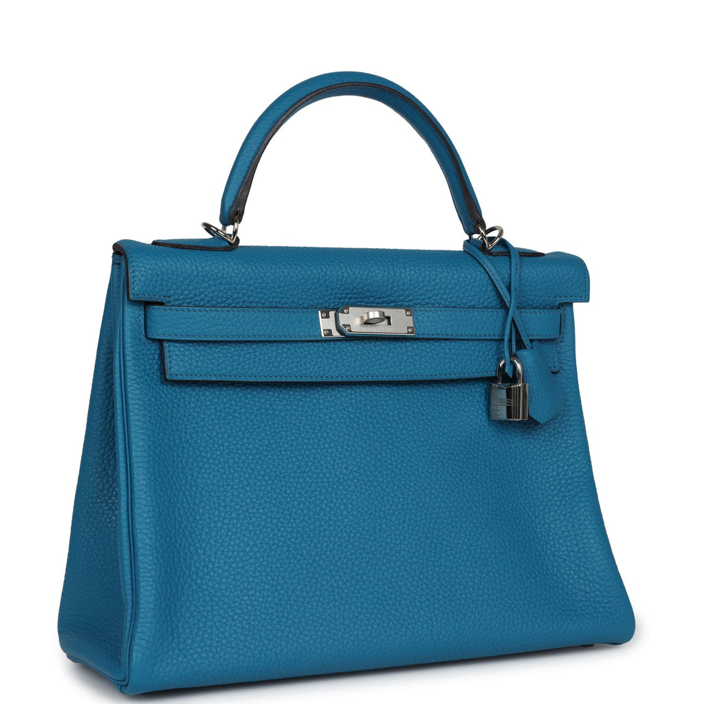 Hermes Kelly Retourne 32 Cobalt Clemence Palladium Hardware - Exclusu