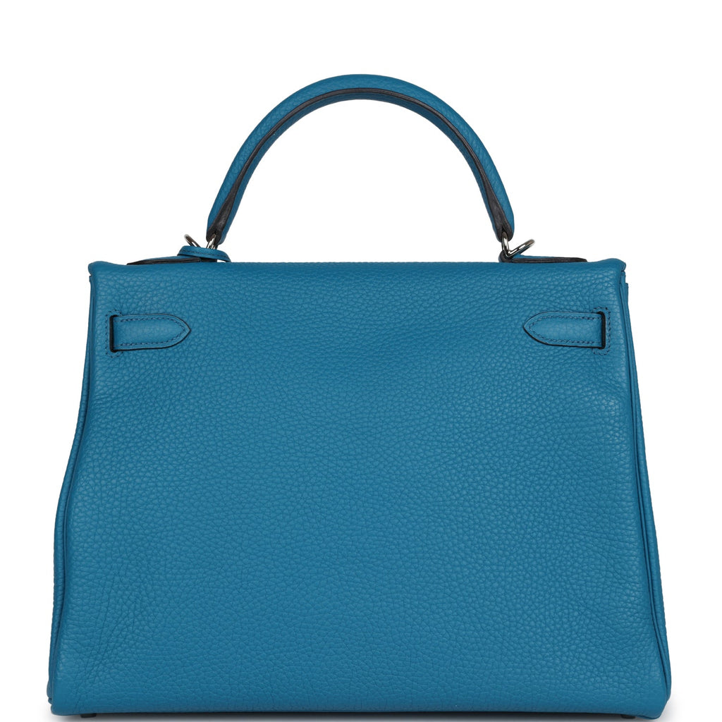 Hermes Kelly Retourne 32 Cobalt Clemence Palladium Hardware - Exclusu