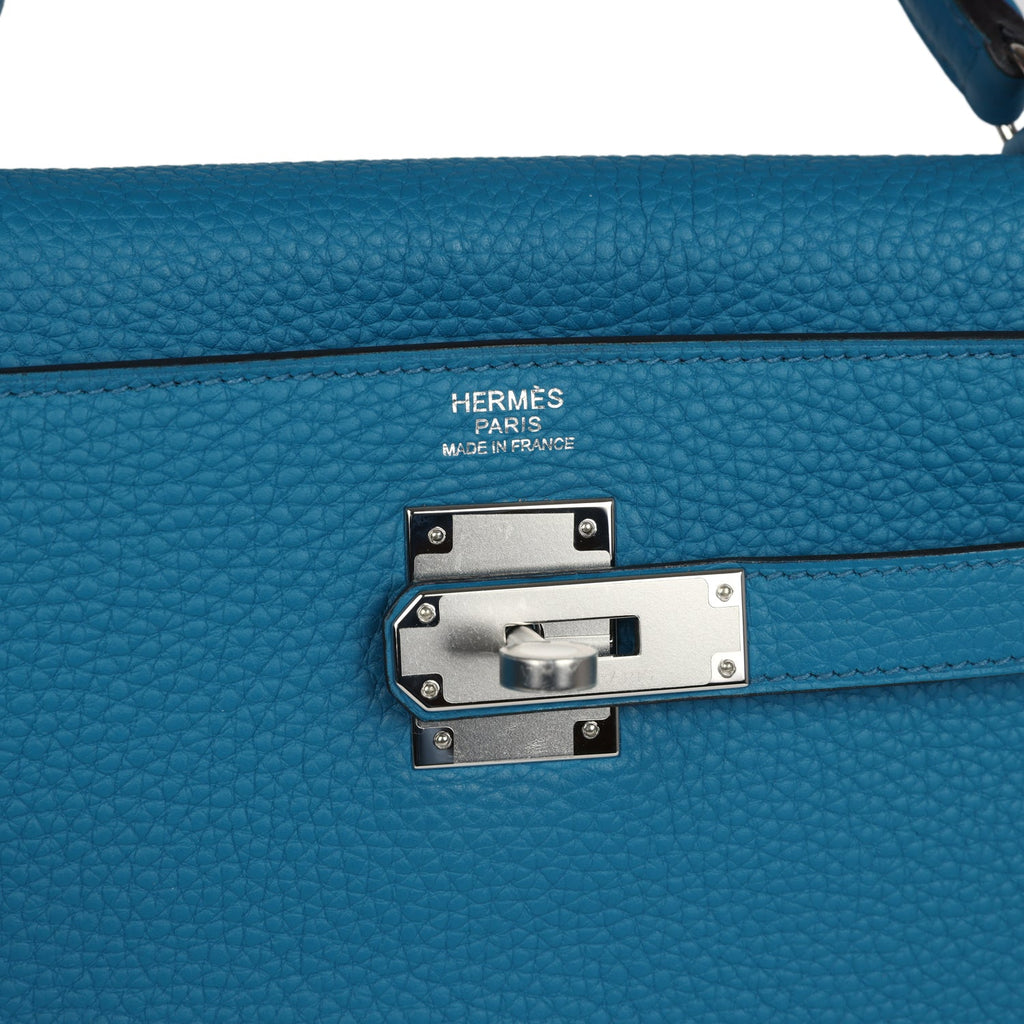 Hermes Kelly Retourne 32 Cobalt Clemence Palladium Hardware - Exclusu