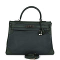 Hermes Ghillies Kelly 35 Retourne Vert Fonce Clemence and Vert Anglais Evercolor Palladium Hardware - Exclusu