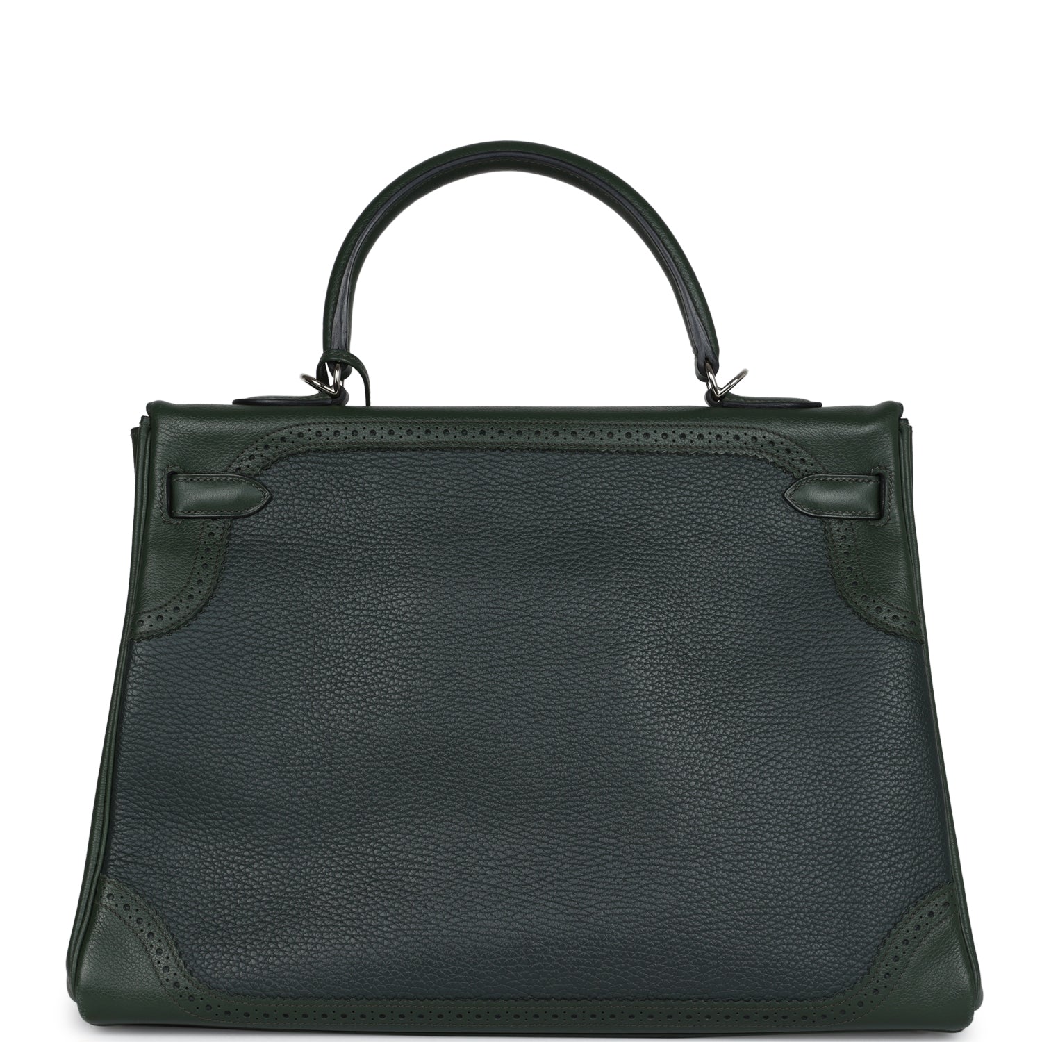 Hermes Ghillies Kelly 35 Retourne Vert Fonce Clemence and Vert Anglais Evercolor Palladium Hardware - Exclusu