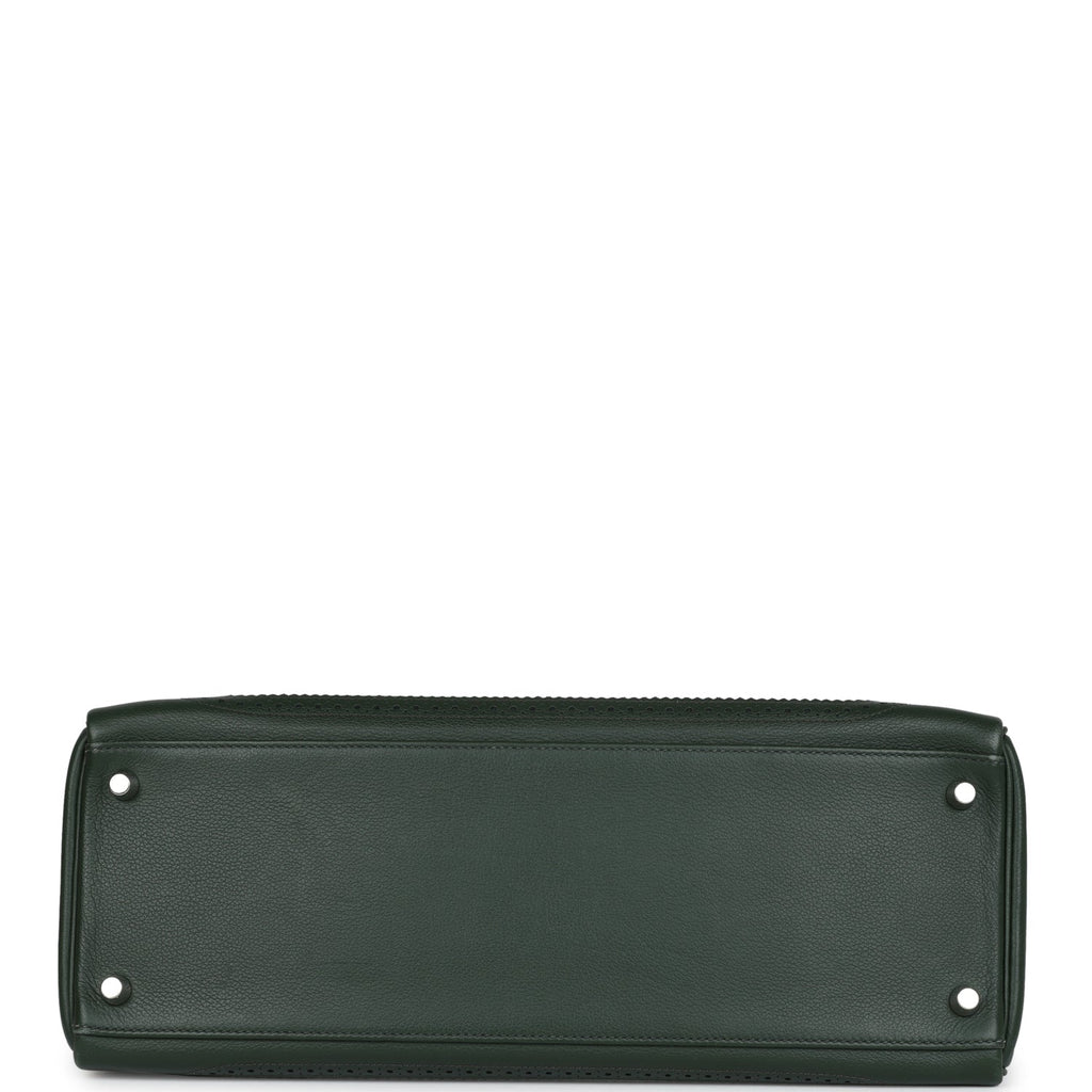 Hermes Ghillies Kelly 35 Retourne Vert Fonce Clemence and Vert Anglais Evercolor Palladium Hardware - Exclusu