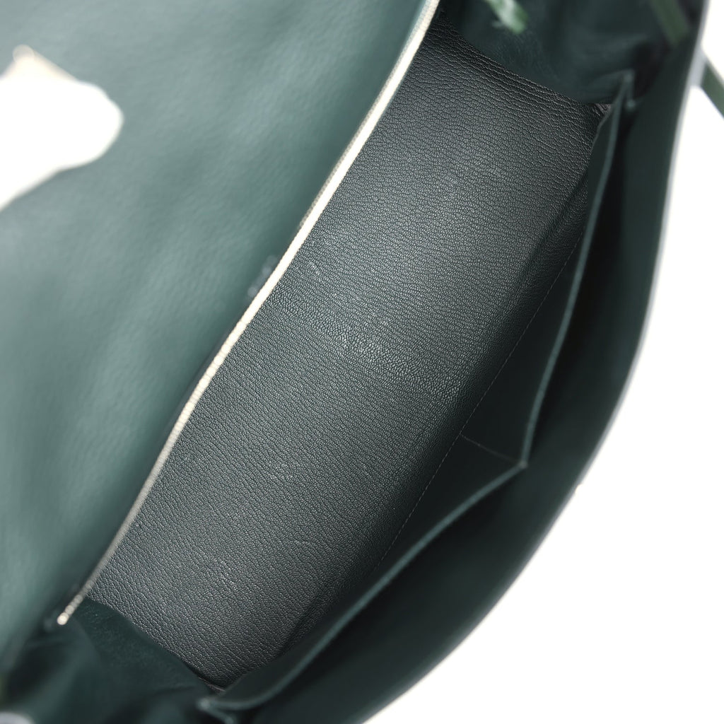 Hermes Ghillies Kelly 35 Retourne Vert Fonce Clemence and Vert Anglais Evercolor Palladium Hardware - Exclusu