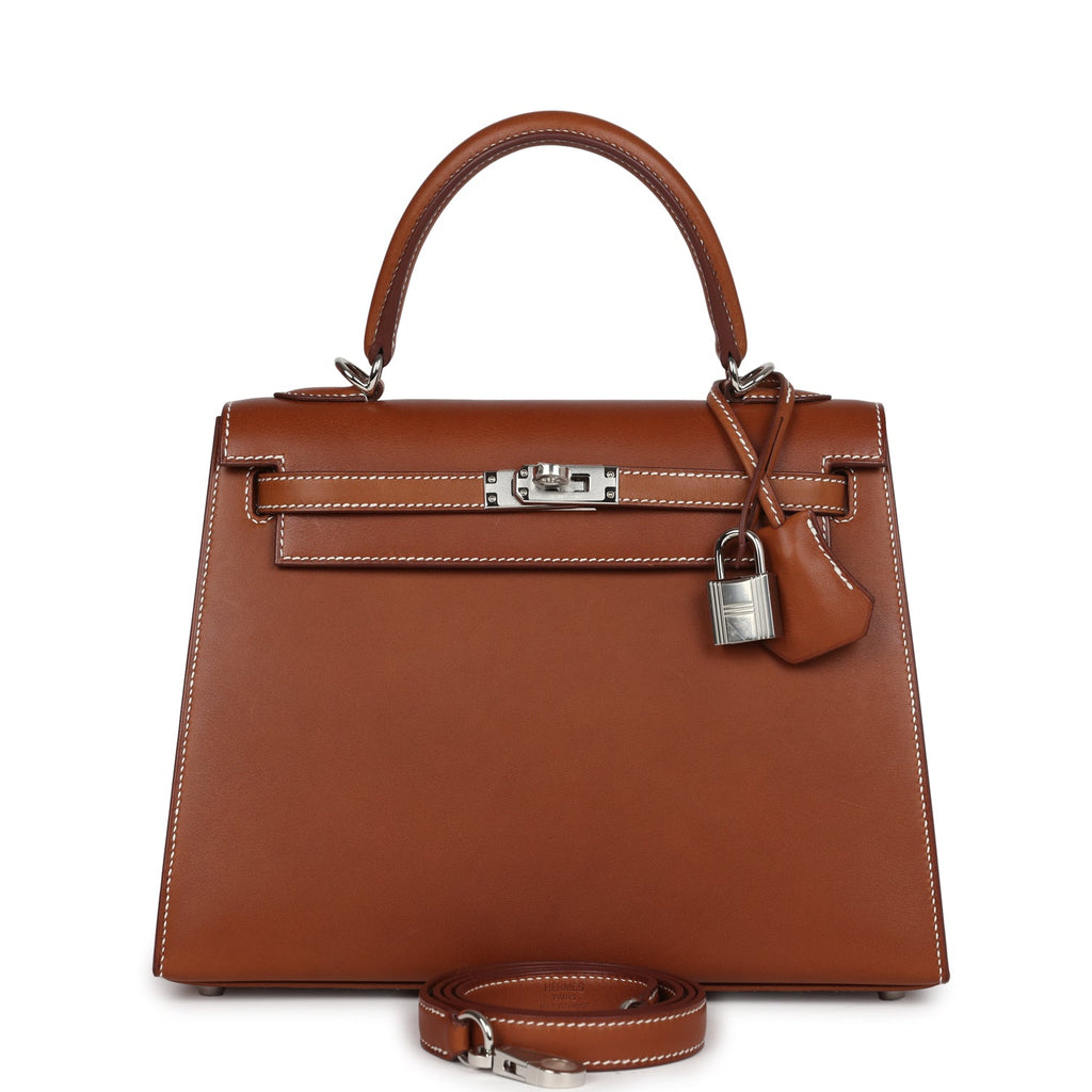 Hermes Kelly Sellier 25 Fauve Barenia Palladium Hardware - Exclusu