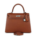Hermes Kelly Sellier 25 Fauve Barenia Palladium Hardware - Exclusu