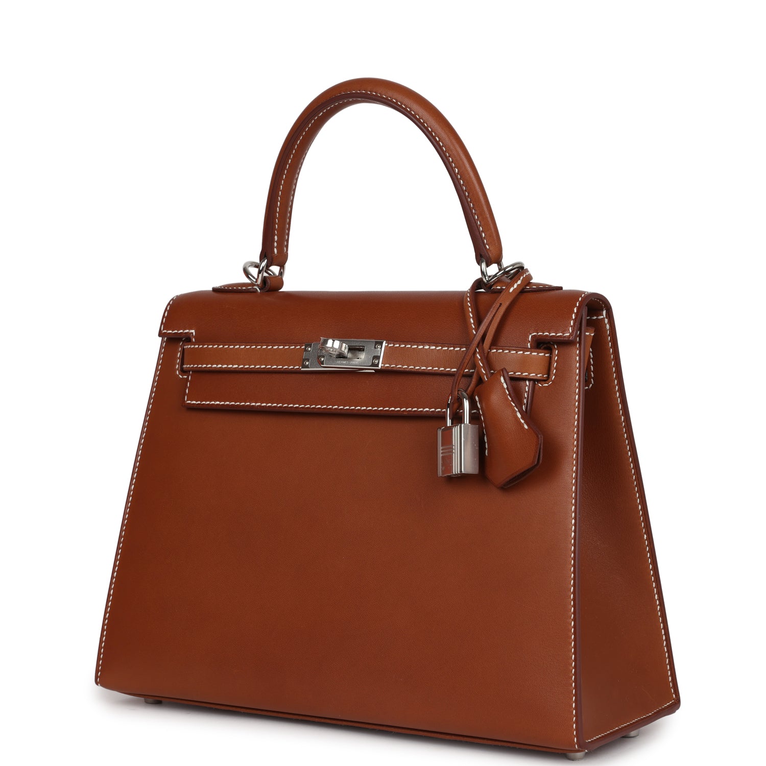 Hermes Kelly Sellier 25 Fauve Barenia Palladium Hardware - Exclusu