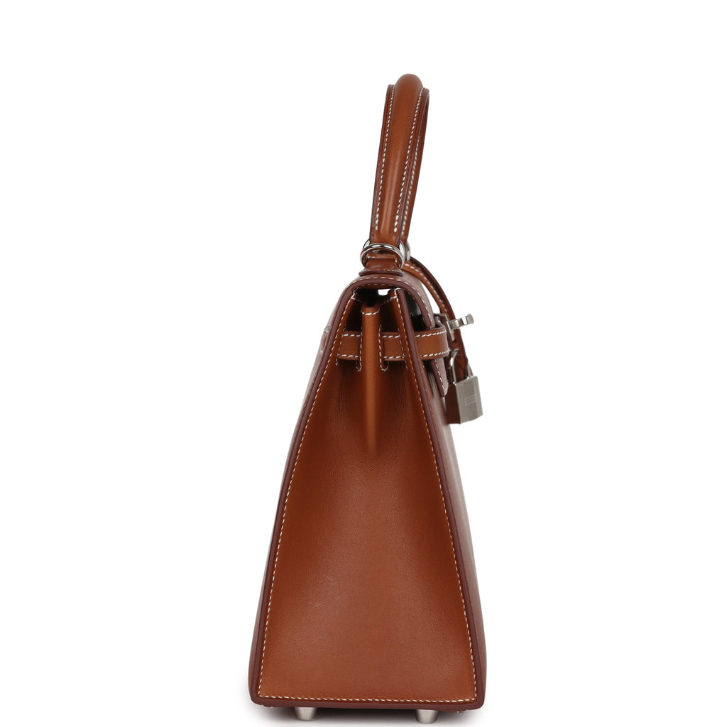 Hermes Kelly Sellier 25 Fauve Barenia Palladium Hardware - Exclusu