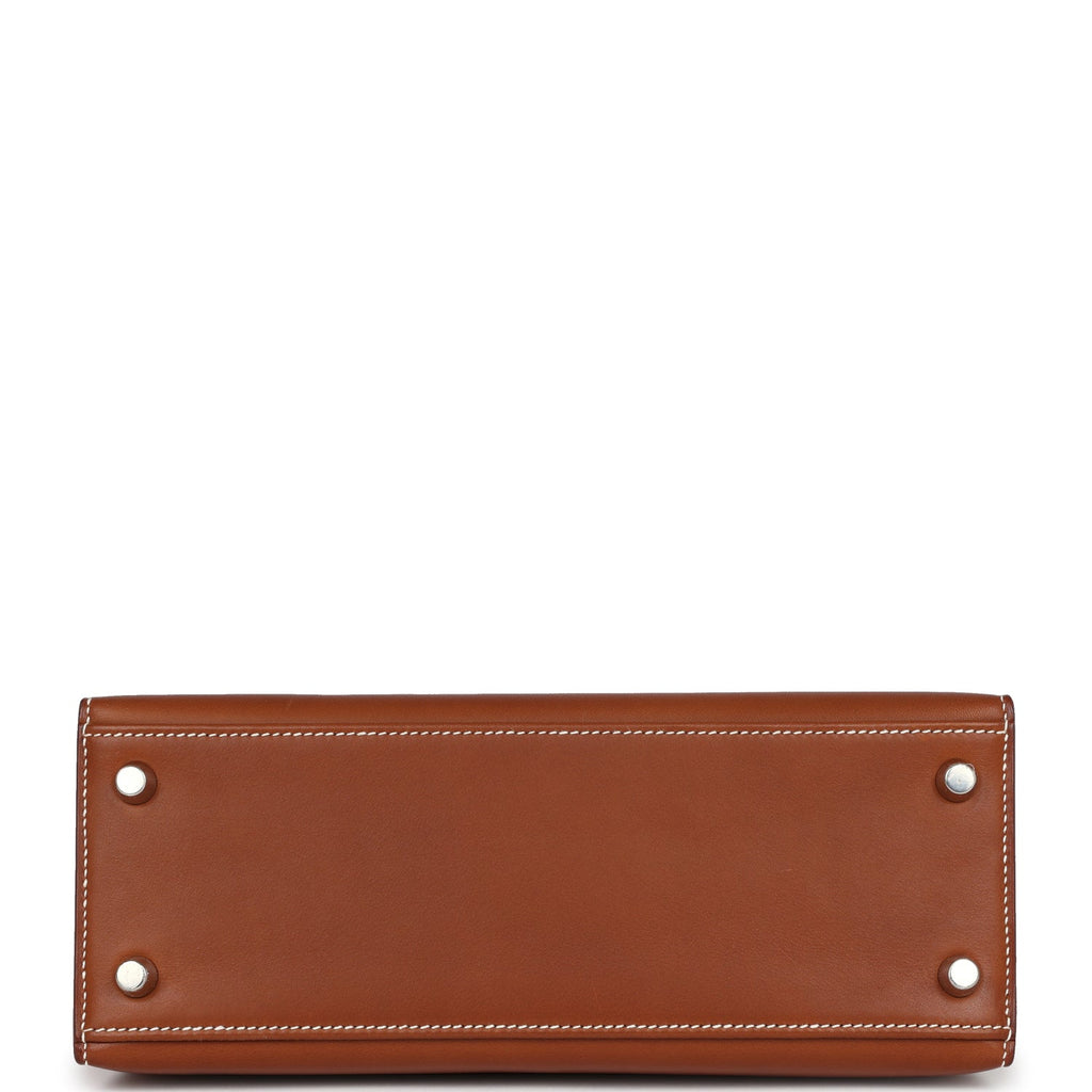 Hermes Kelly Sellier 25 Fauve Barenia Palladium Hardware - Exclusu