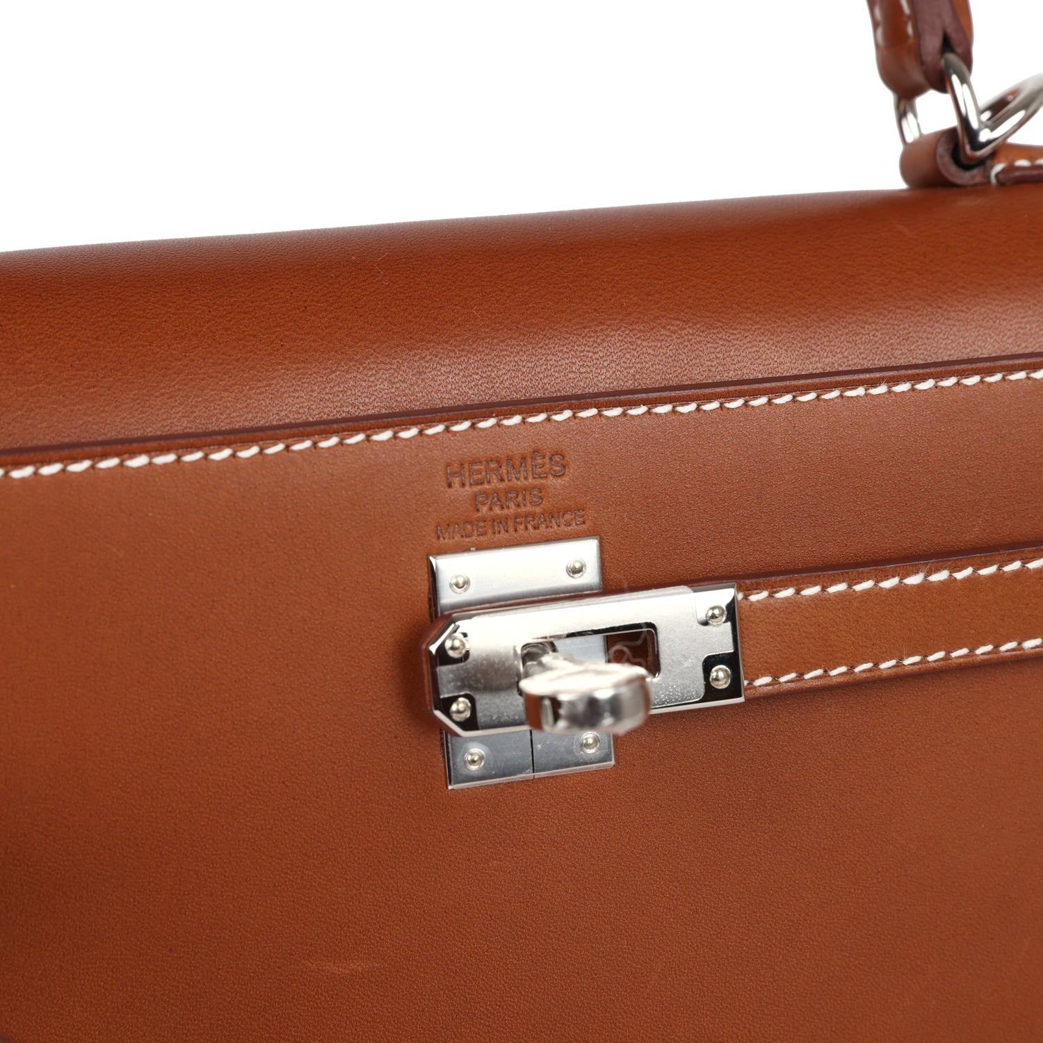 Hermes Kelly Sellier 25 Fauve Barenia Palladium Hardware - Exclusu