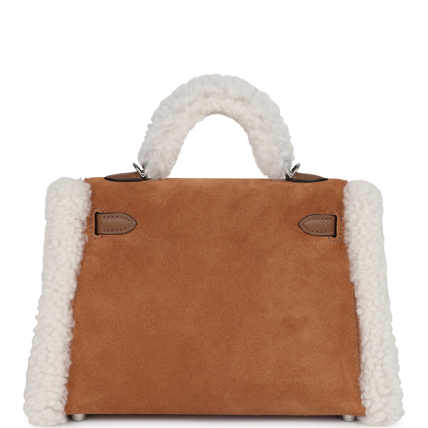 Hermes Teddy Kelly 20 Chamois Shearling and Swift Palladium Hardware - Exclusu
