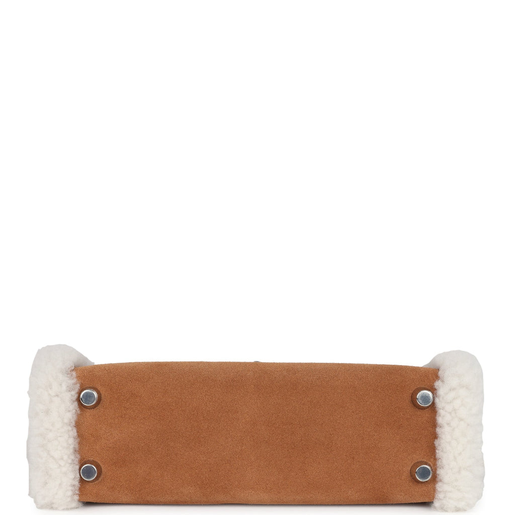 Hermes Teddy Kelly 20 Chamois Shearling and Swift Palladium Hardware - Exclusu