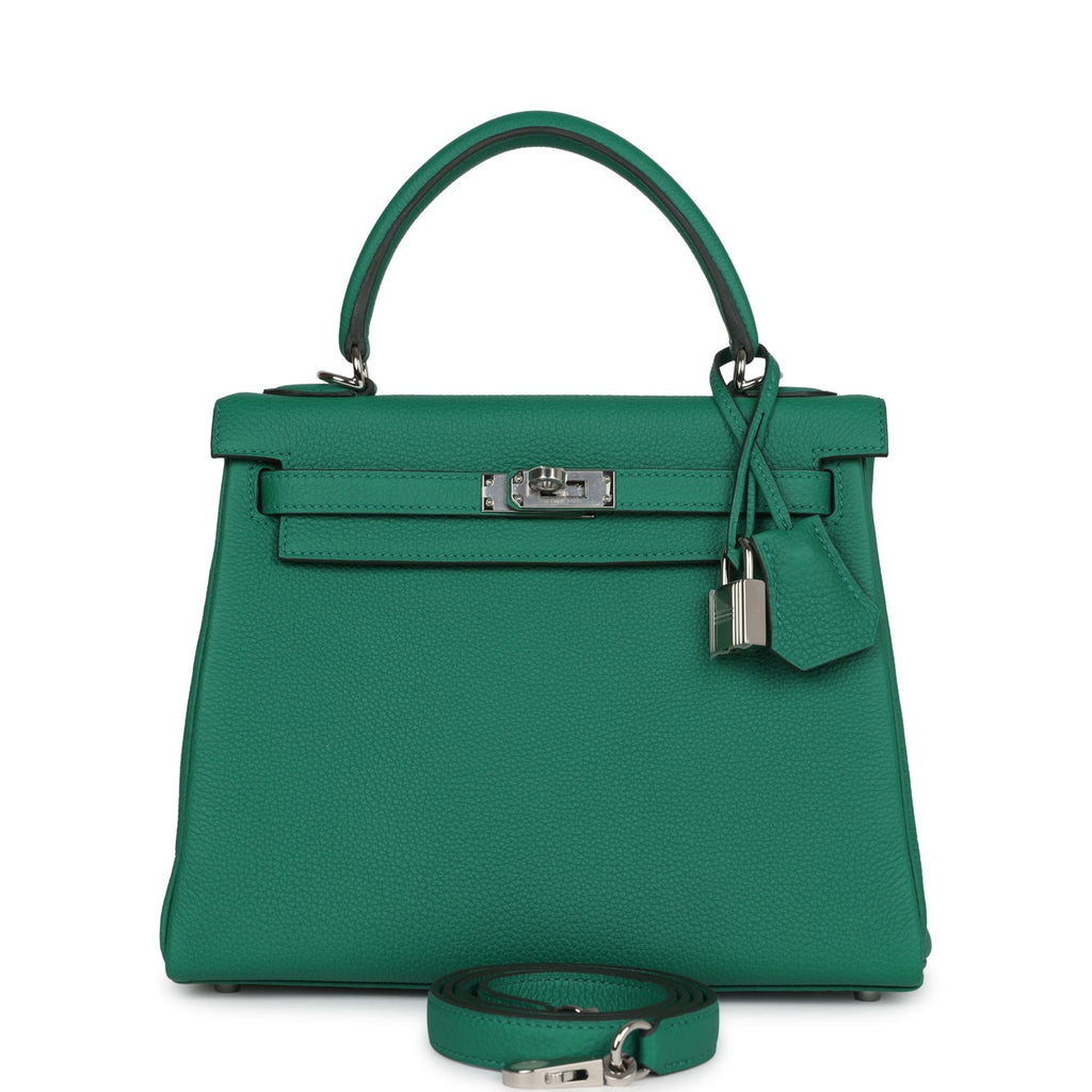Hermes Kelly Retourne 25 Vert Vertigo Togo Palladium Hardware - Exclusu