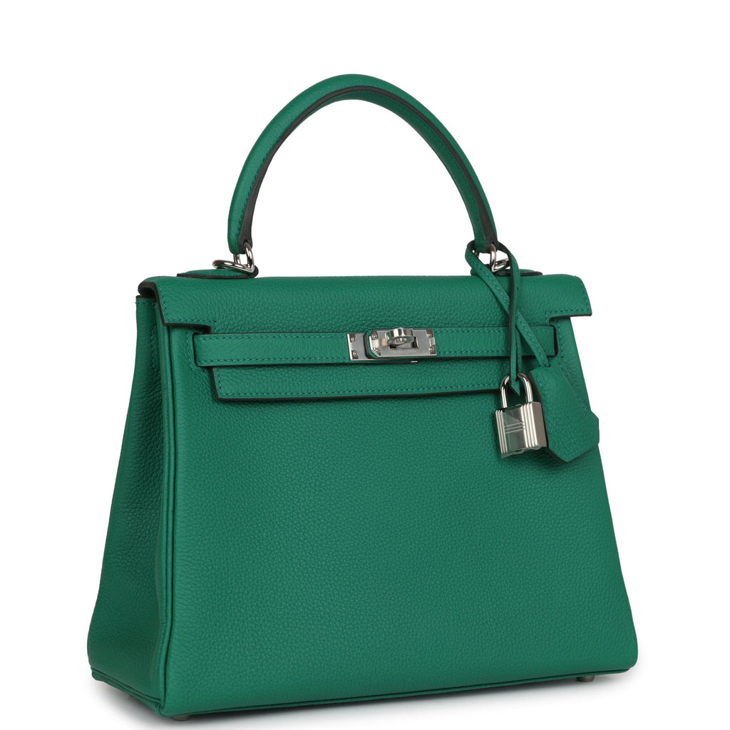 Hermes Kelly Retourne 25 Vert Vertigo Togo Palladium Hardware - Exclusu