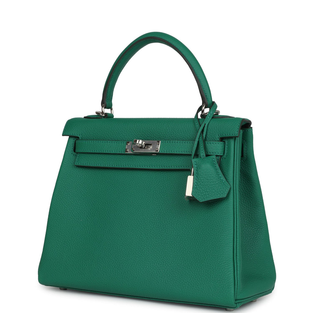 Hermes Kelly Retourne 25 Vert Vertigo Togo Palladium Hardware - Exclusu