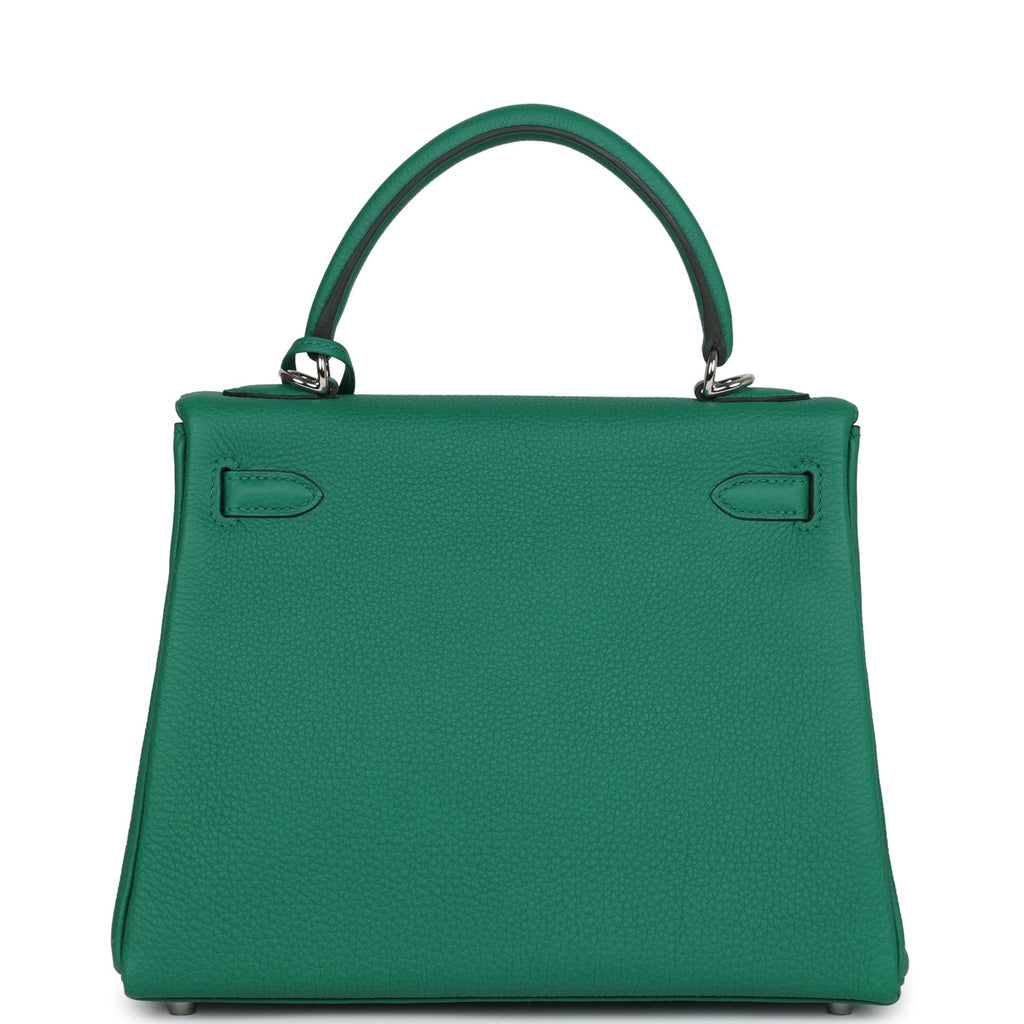 Hermes Kelly Retourne 25 Vert Vertigo Togo Palladium Hardware - Exclusu