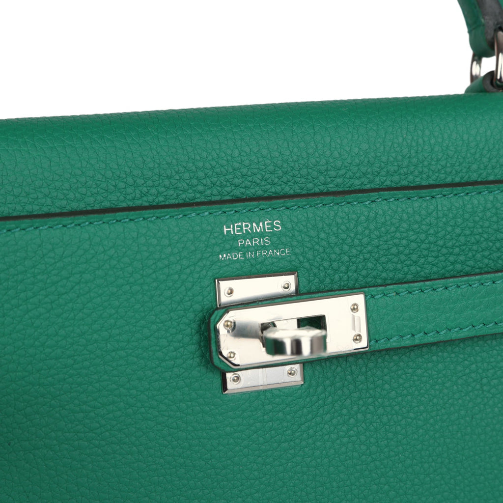 Hermes Kelly Retourne 25 Vert Vertigo Togo Palladium Hardware - Exclusu
