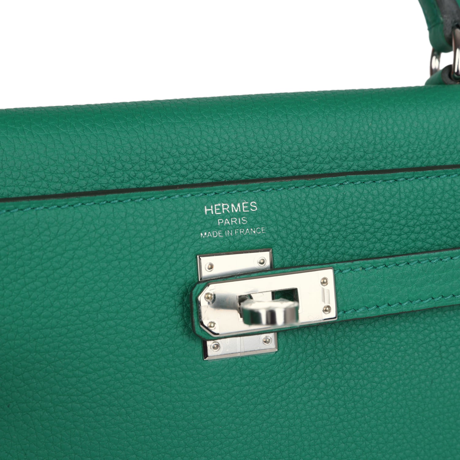Hermes Kelly Retourne 25 Vert Vertigo Togo Palladium Hardware - Exclusu