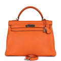 Hermes Kelly Retourne 32 Orange Togo Palladium Hardware - Exclusu