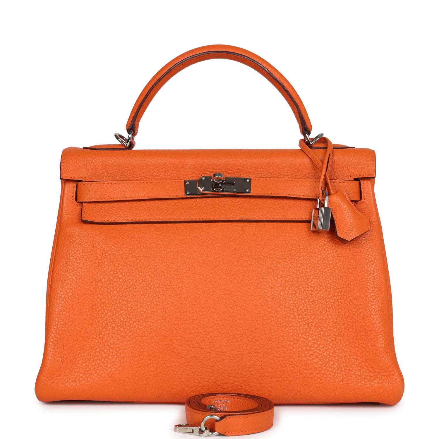 Hermes Kelly Retourne 32 Orange Togo Palladium Hardware - Exclusu