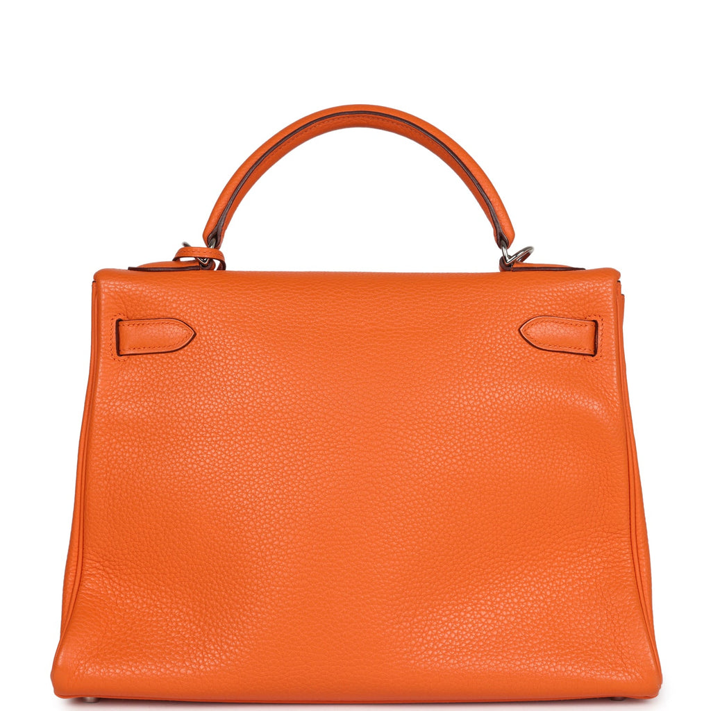 Hermes Kelly Retourne 32 Orange Togo Palladium Hardware - Exclusu