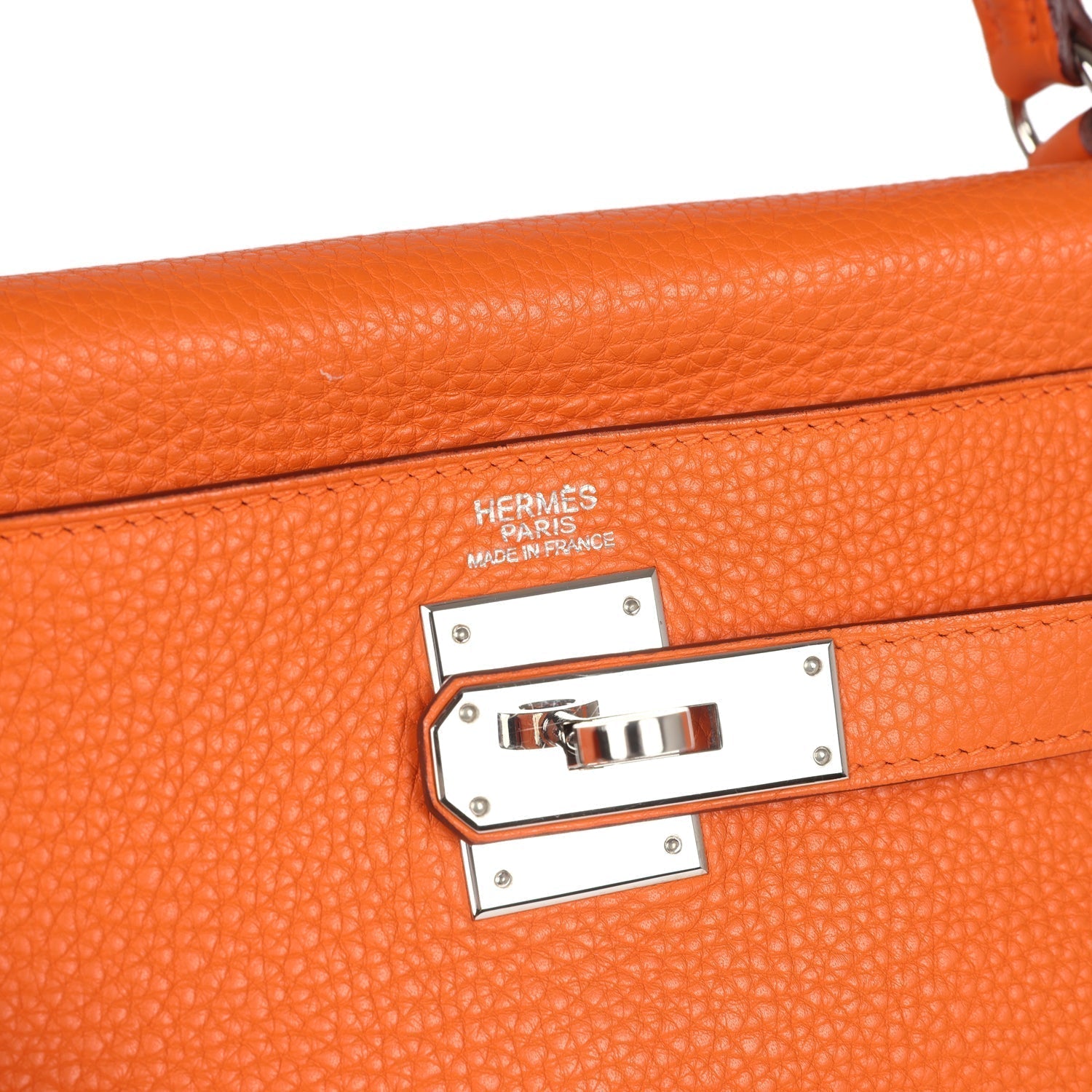 Hermes Kelly Retourne 32 Orange Togo Palladium Hardware - Exclusu