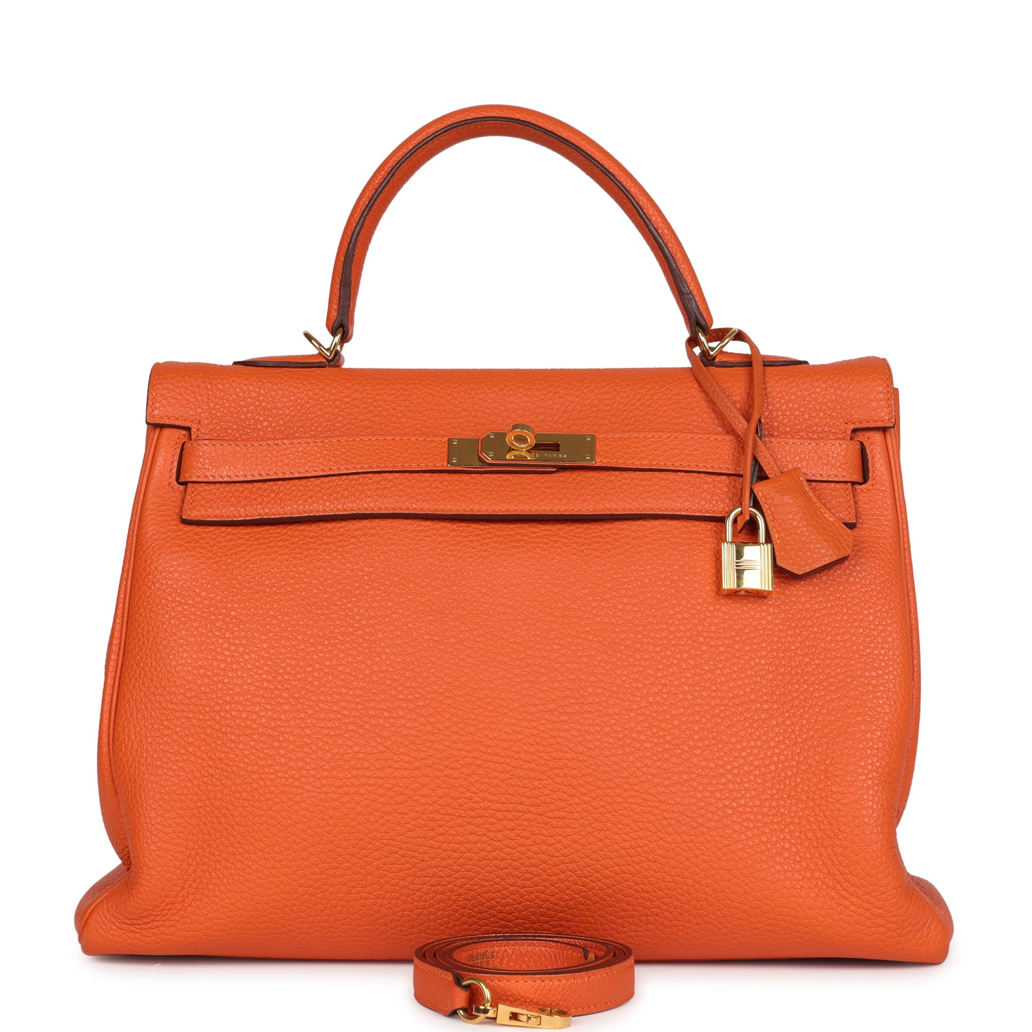 Hermes Kelly Retourne 35 Orange Togo Gold Hardware - Exclusu