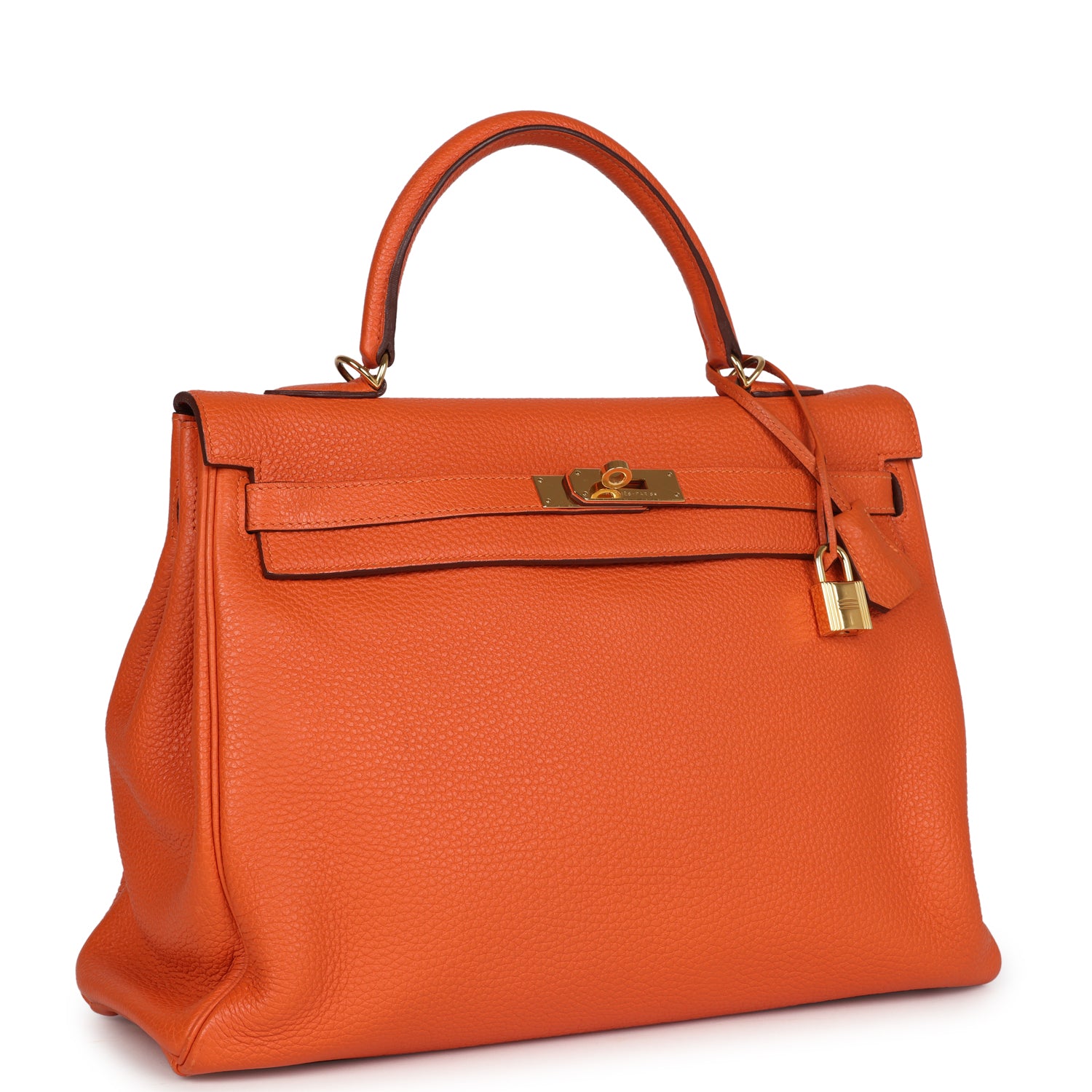 Hermes Kelly Retourne 35 Orange Togo Gold Hardware - Exclusu