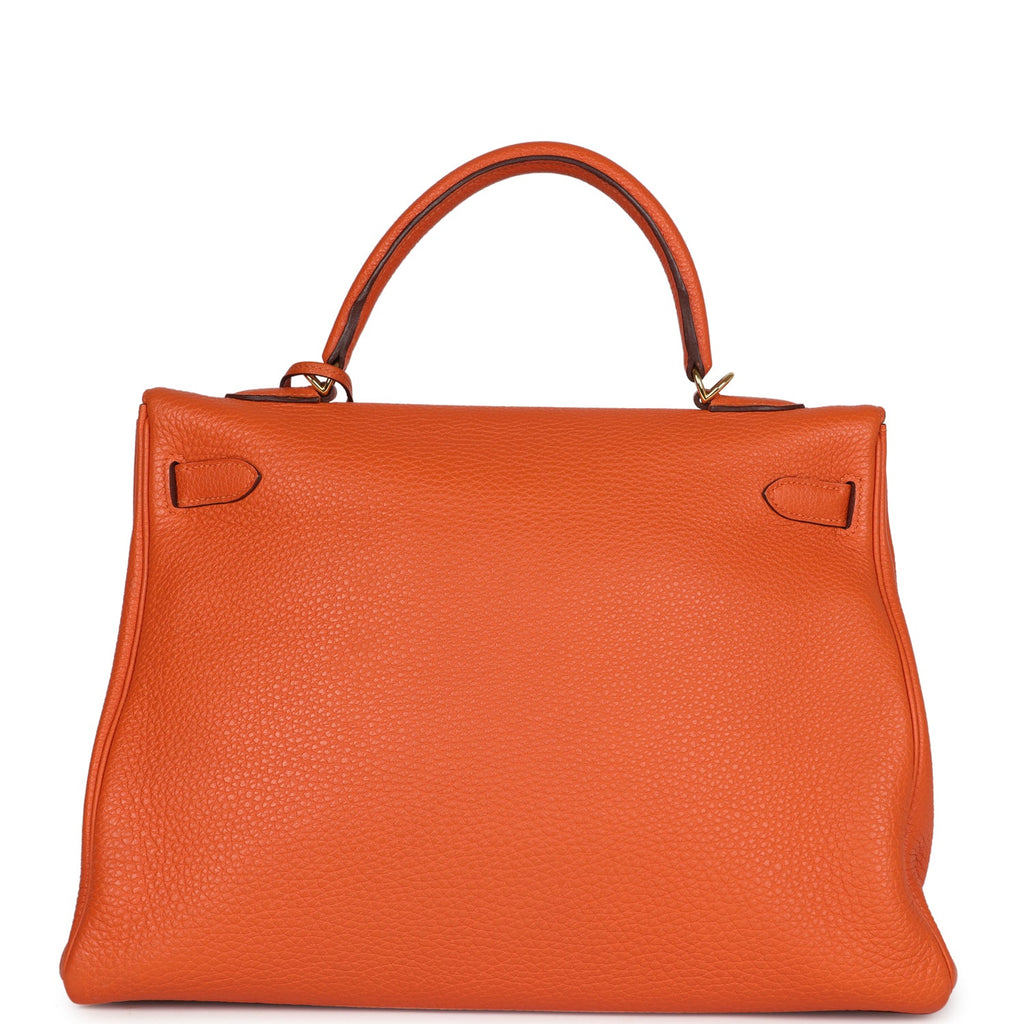 Hermes Kelly Retourne 35 Orange Togo Gold Hardware - Exclusu