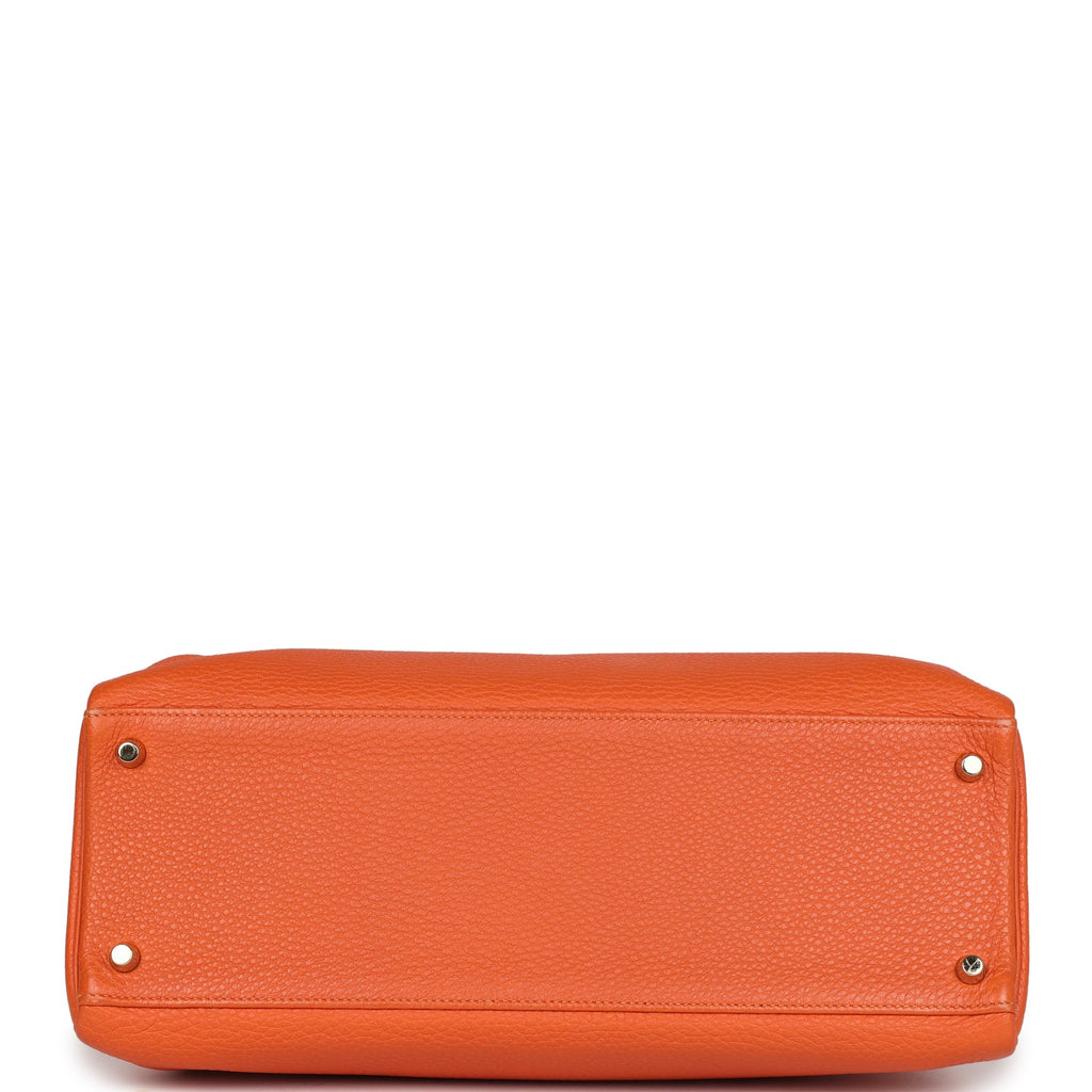 Hermes Kelly Retourne 35 Orange Togo Gold Hardware - Exclusu