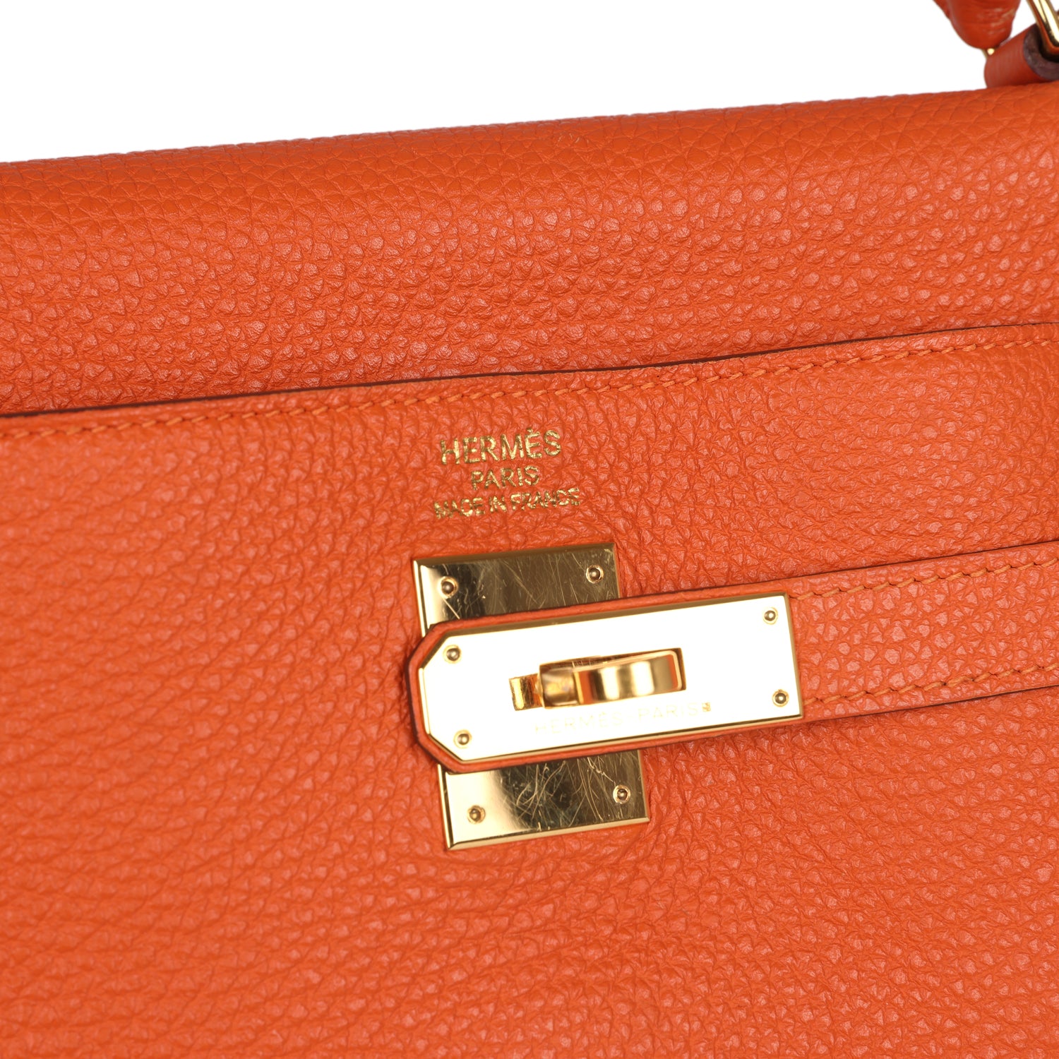 Hermes Kelly Retourne 35 Orange Togo Gold Hardware - Exclusu