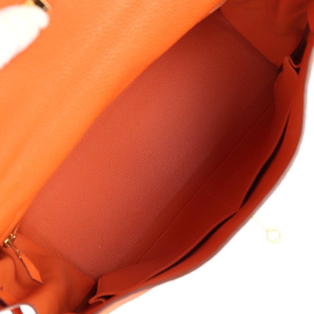 Hermes Kelly Retourne 35 Orange Togo Gold Hardware - Exclusu