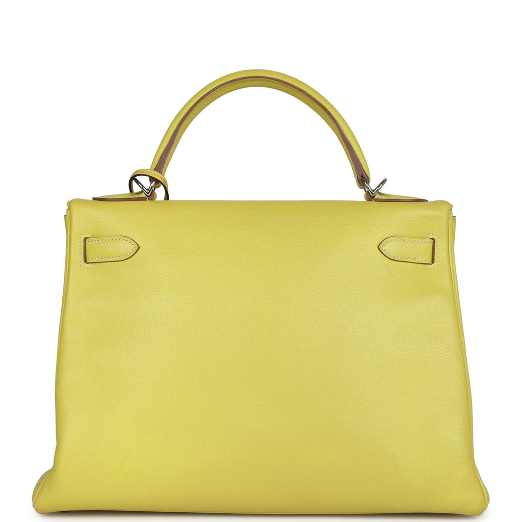Hermes Kelly Retourne 32 Lime Candy Epsom Palladium Hardware - Exclusu